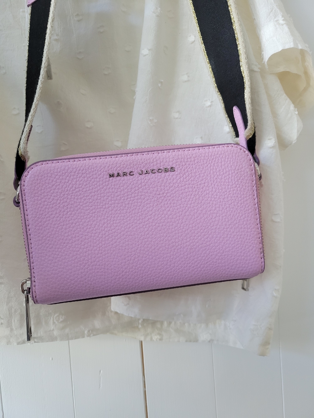 Marc Jacobs Lilac Pebbled Leather Crossbody with Contrast Strap